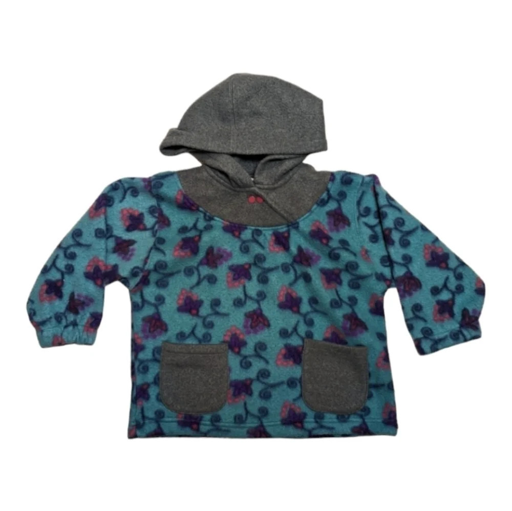 Vintage Young Amerella Teal Size 5 Girls Patagonia Style Fleece  Hoodie Sweater